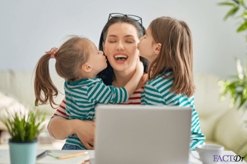 working mom with kids